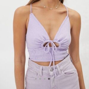 Urban Outfitters Scarlett Smocked Tie-Front Cami Crop Top